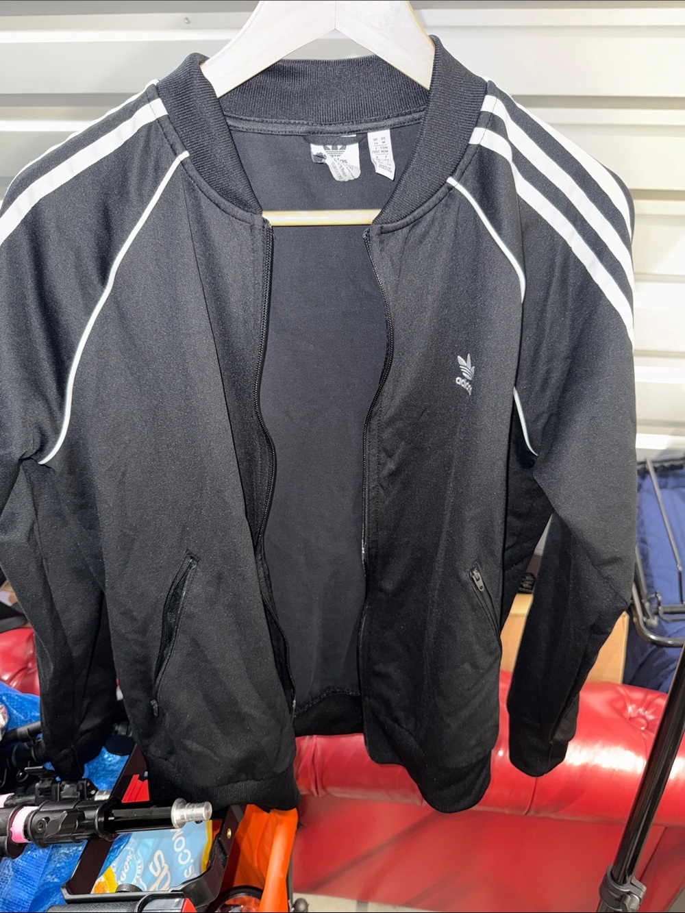 adidas Black Bomber Jacket with White Stripes